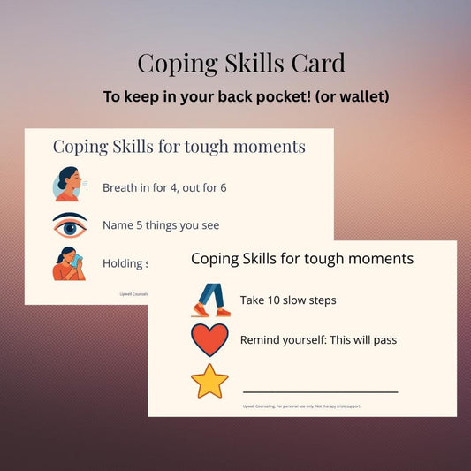 Coping Skills Card | Anxiety, Stress, Grounding Techniques (PDF)