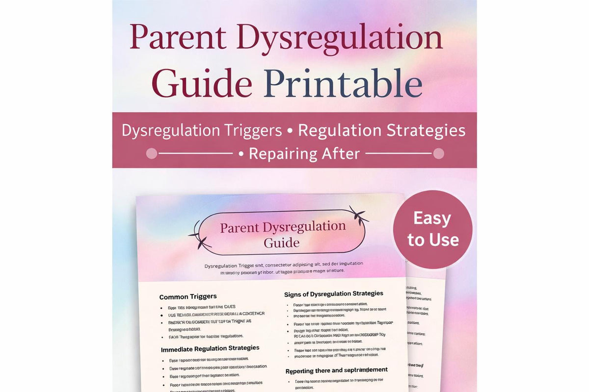 Parent Dysregulation Guide Printable | Therapy Handout, Coping Skills (PDF)