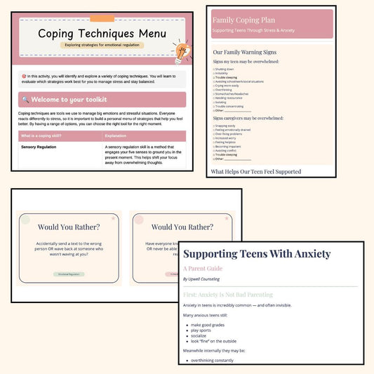 Anxiety Handbook for Parents & Teens | Coping Skills Activities (Digital Download)