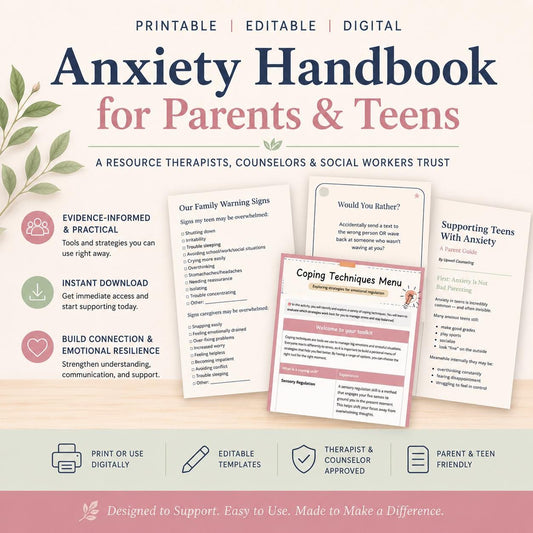 Anxiety Handbook for Parents & Teens | Coping Skills Activities (Digital Download)