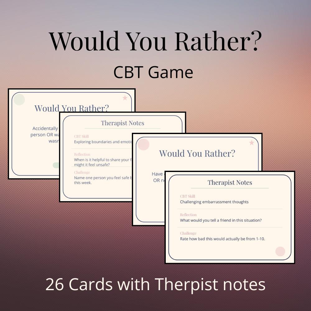 CBT Would You Rather Therapy Cards | Counseling Icebreaker Game (PDF)
