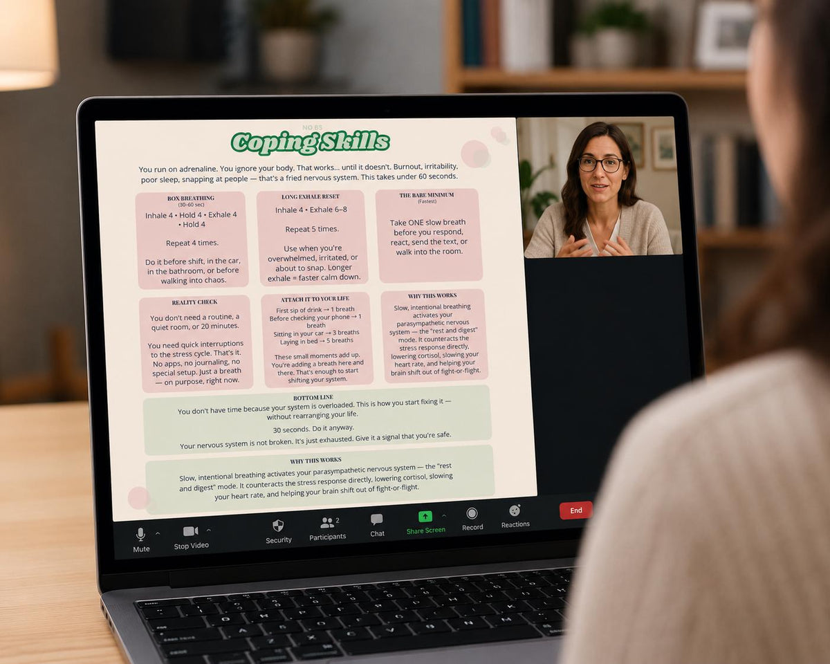 No BS Coping Skills Handout | Therapist Printable PDF (Digital Download)