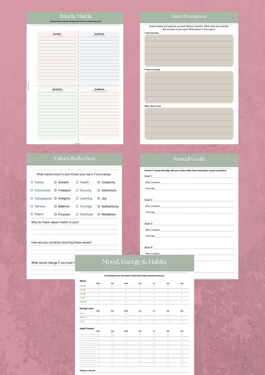 Therapist-Designed Goal Planner | ADHD Friendly Goal Setting Workbook (Digital Download)